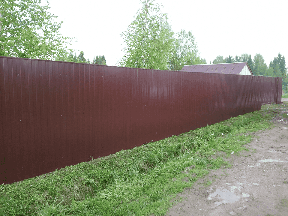 Фото забора из профнастила RAL8017, Визябож